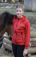 Hestagallery Hoodie Esja med lynlås - rød