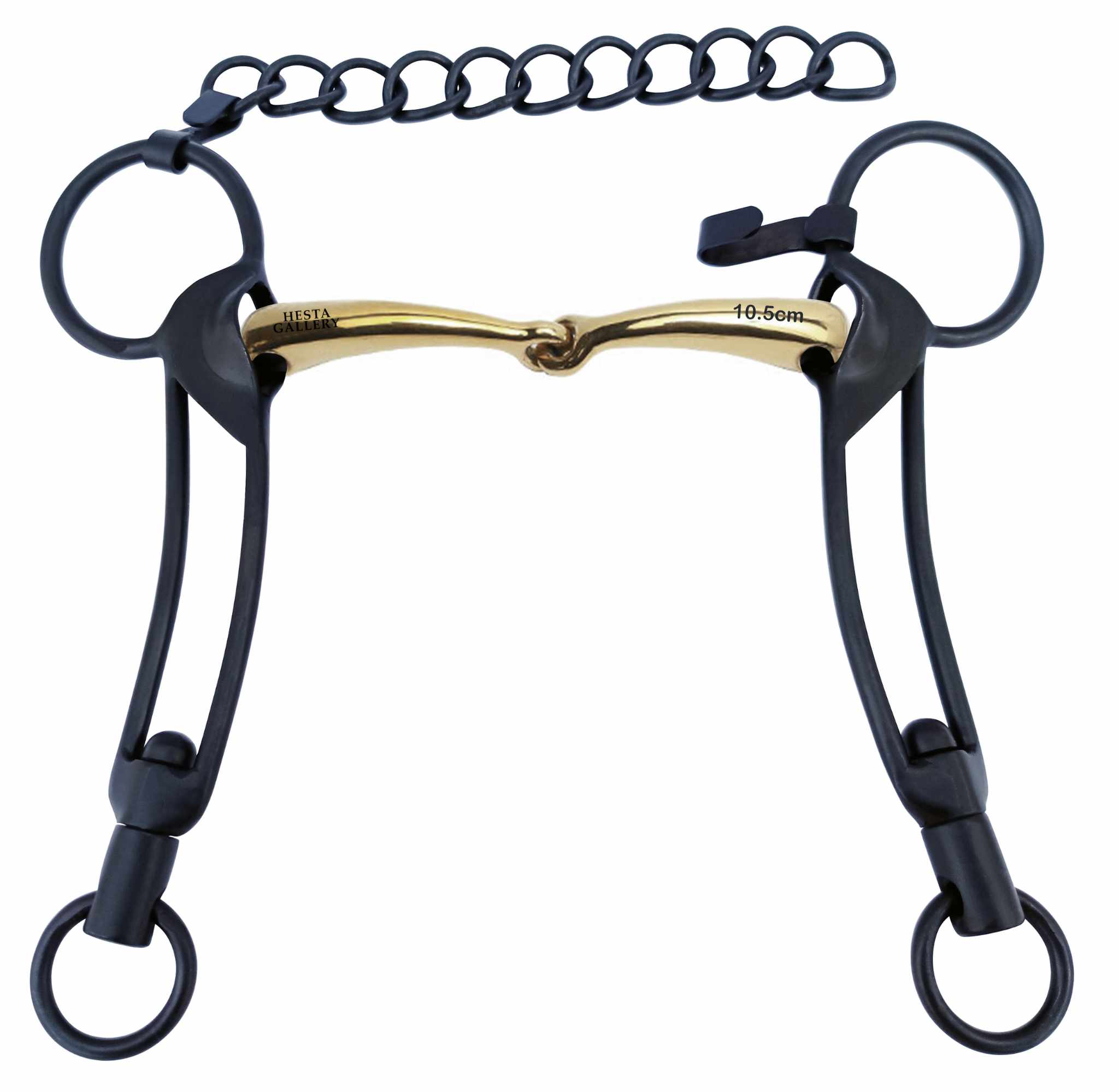 Visir_Kandar_single broken_2-Hestagallery VISIR Islandsk Stangbid med sorte plasmacoatede stænger i rustfri stål og blødt mundstykke i messing